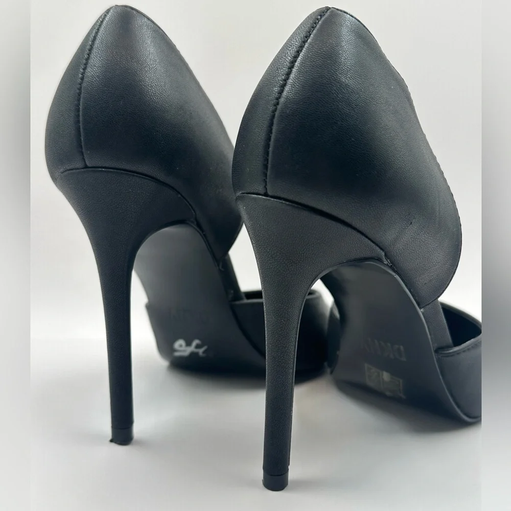 DKNY monogram spell out logo black stiletto 4” heels shoes women’s pumps size 7 - Picture 8 of 10